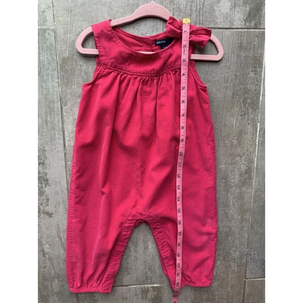Baby Gap Pink Corduroy Jumpsuit Romper One Piece Sleeveless Outfit 6-12 Months
